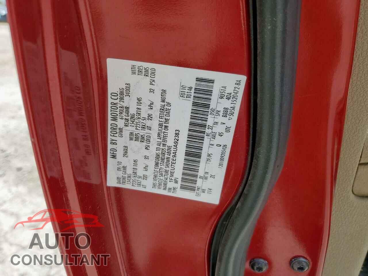 FORD EXPLORER 2010 - 1FMEU7EE9AUA92383