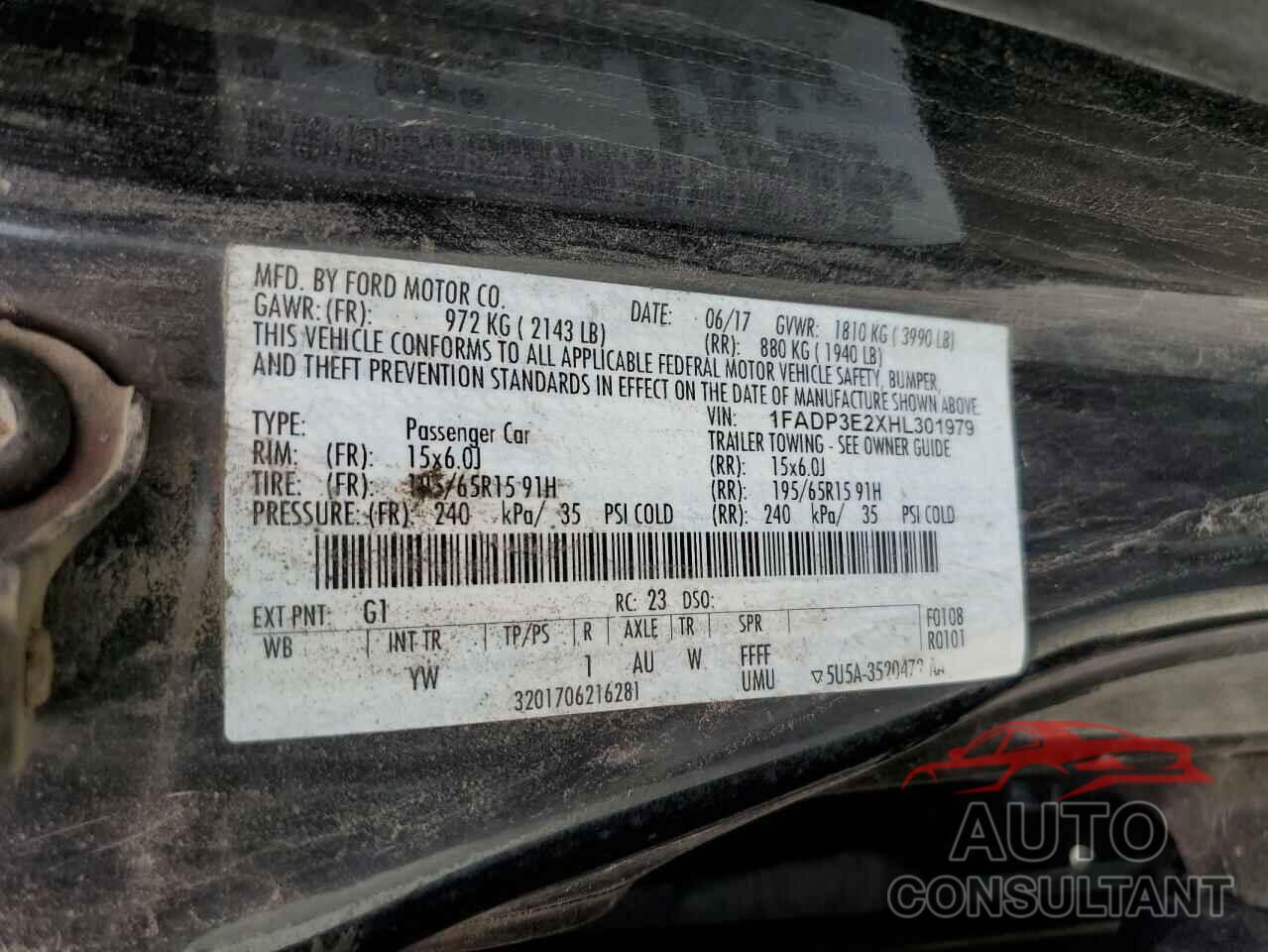 FORD FOCUS 2017 - 1FADP3E2XHL301979