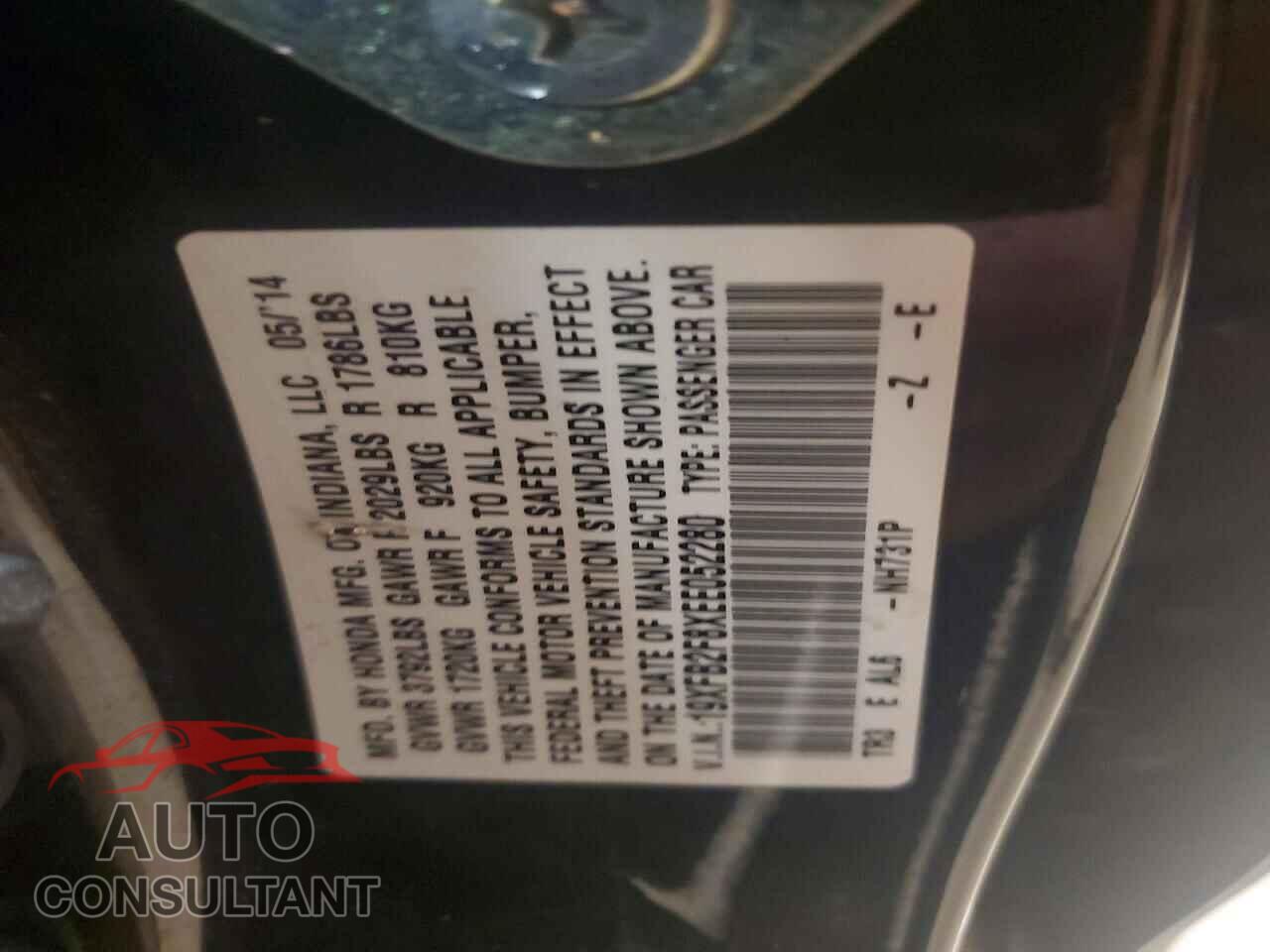 HONDA CIVIC 2014 - 19XFB2F8XEE052280