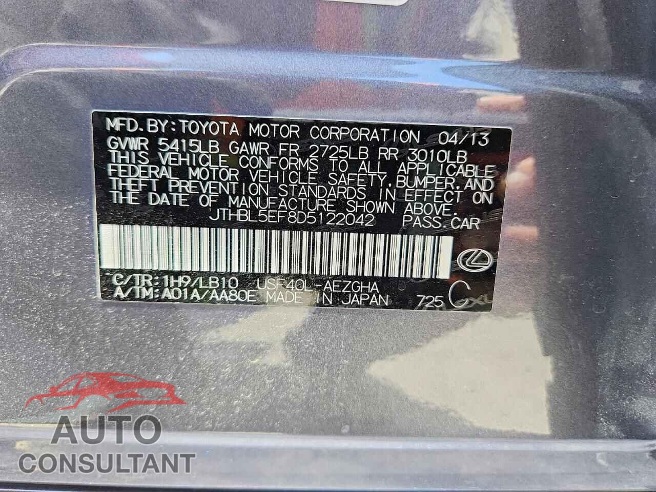 LEXUS LS460 2013 - JTHBL5EF8D5122042