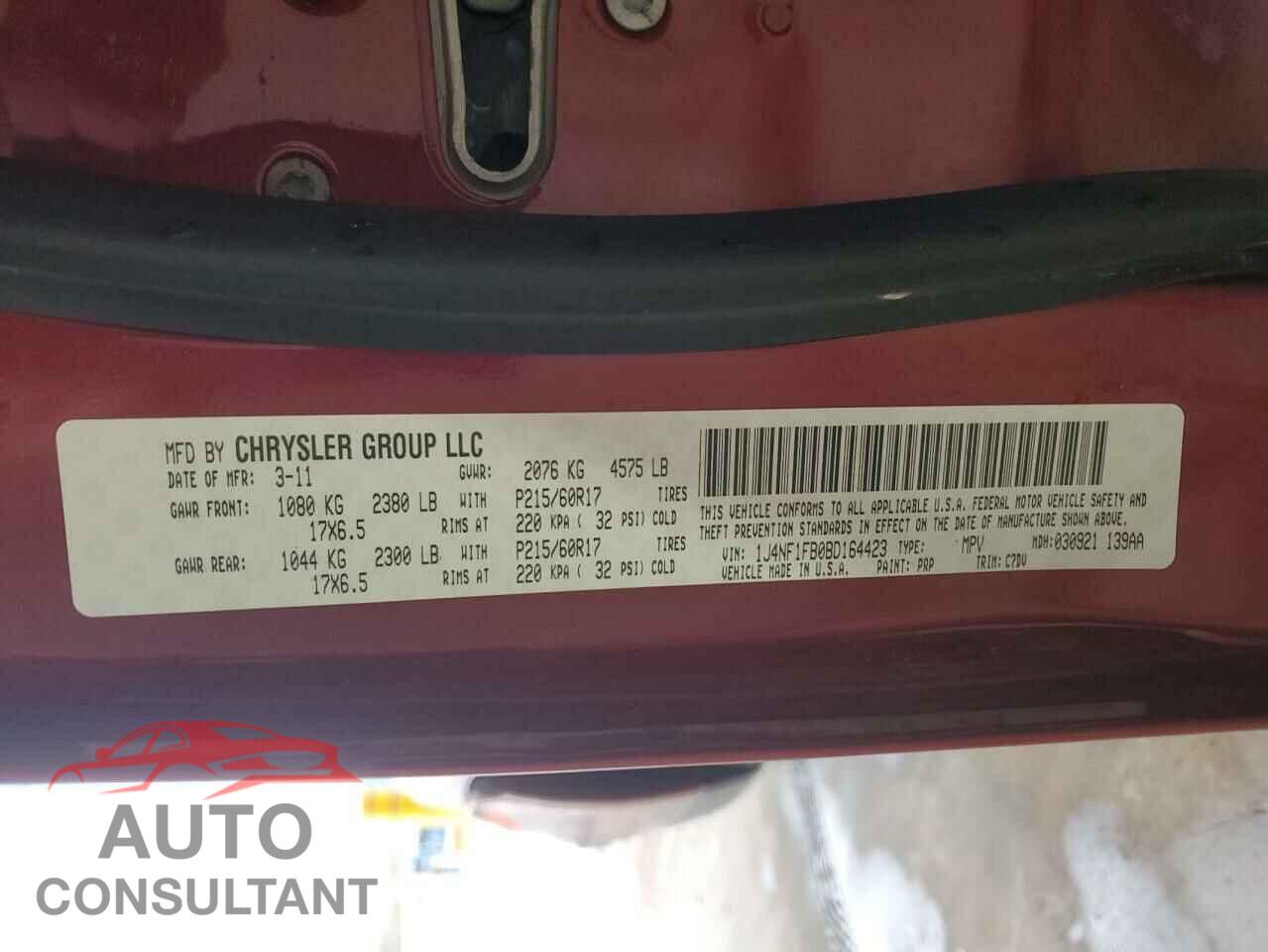 JEEP COMPASS 2011 - 1J4NF1FB0BD164423