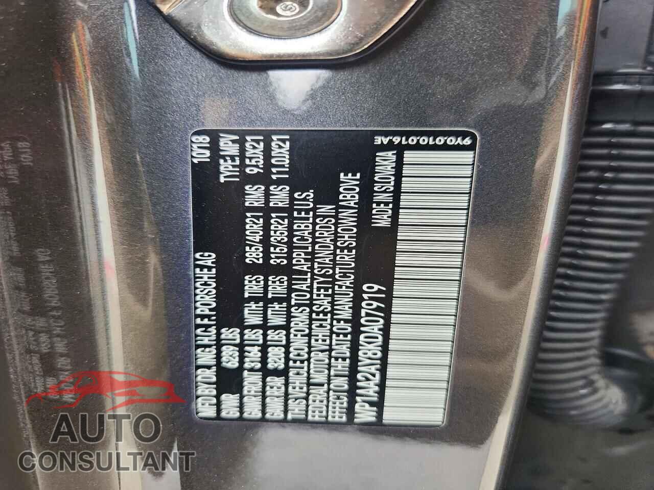 PORSCHE CAYENNE 2019 - WP1AA2AY8KDA07919