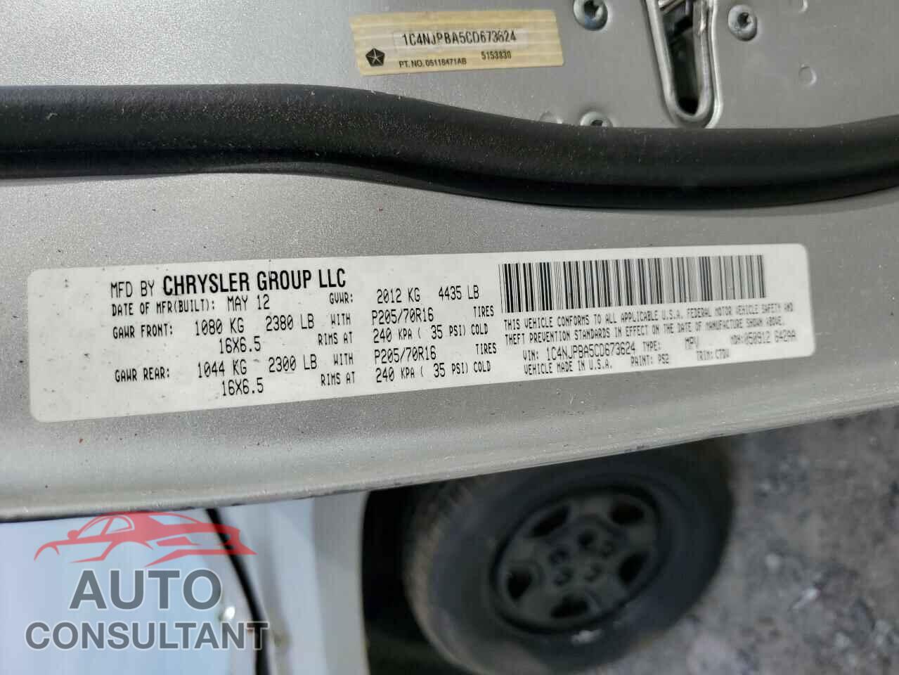 JEEP PATRIOT 2012 - 1C4NJPBA5CD673624