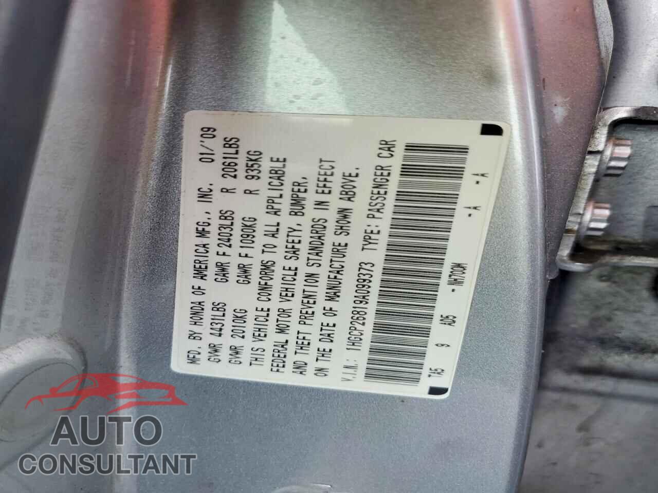 HONDA ACCORD 2009 - 1HGCP26819A099373