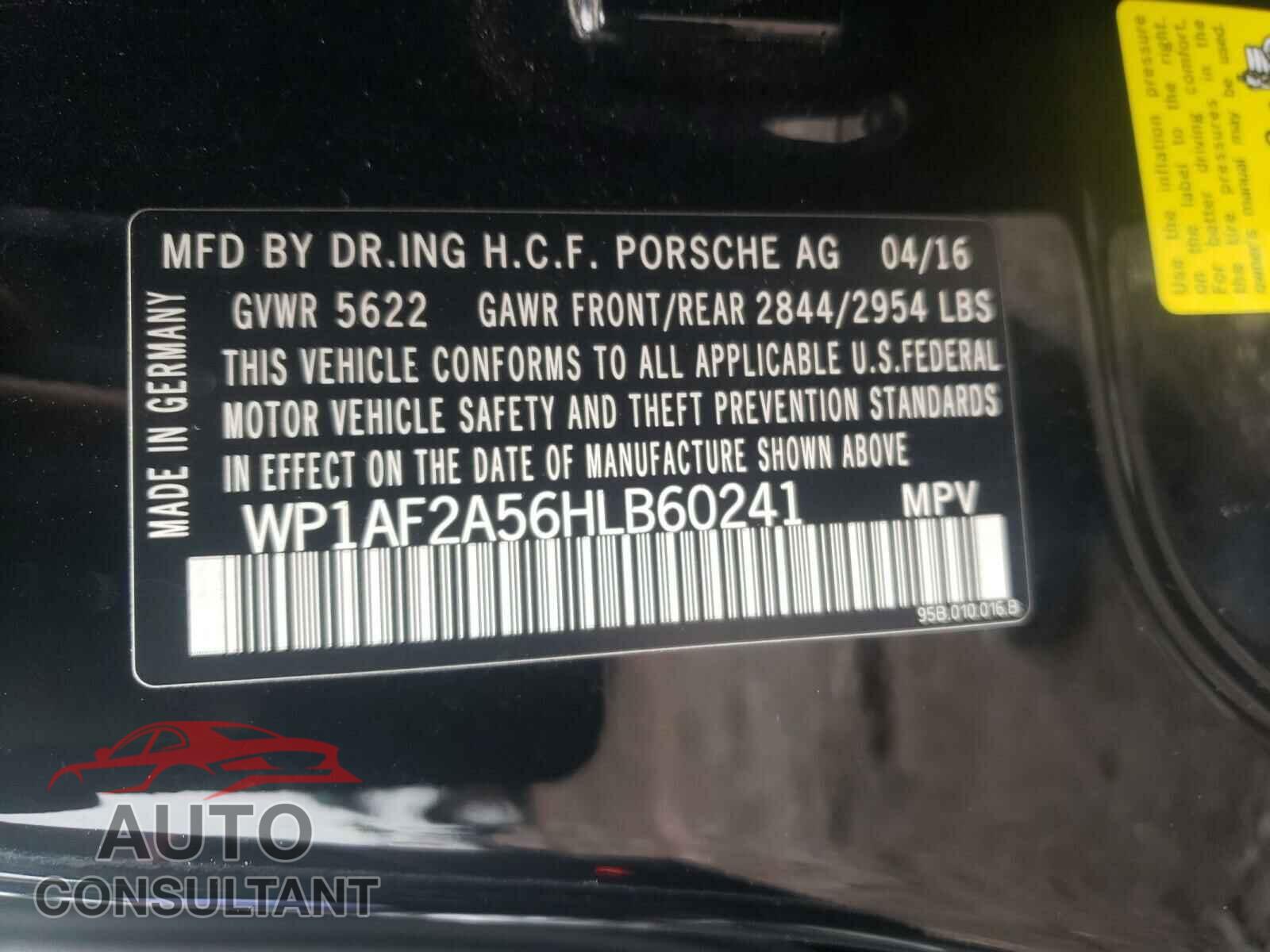 PORSCHE MACAN 2017 - WP1AF2A56HLB60241