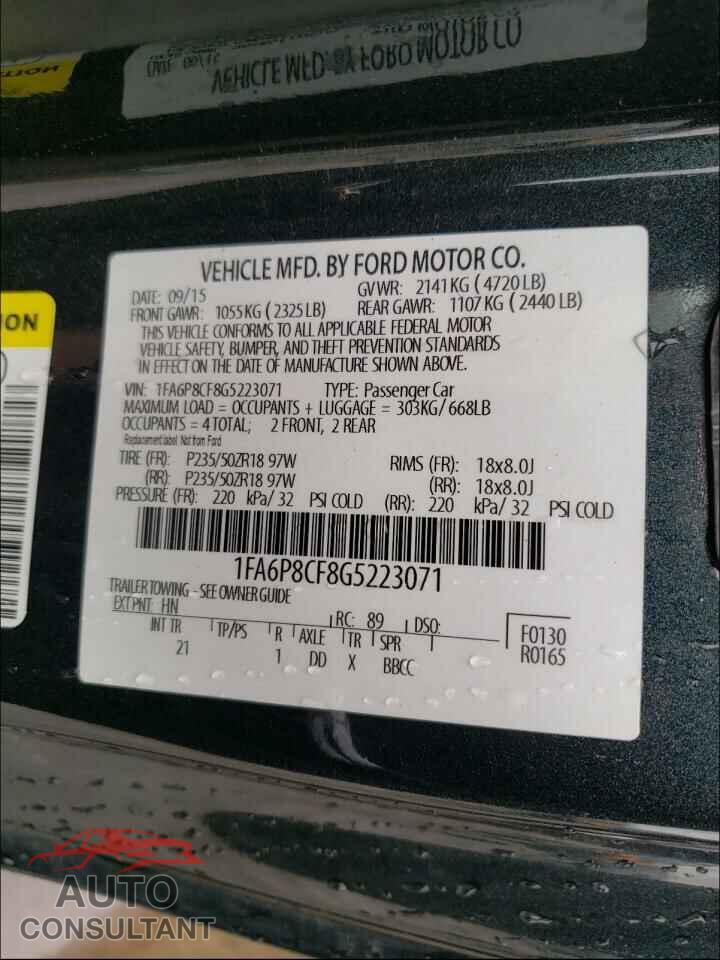 FORD MUSTANG 2016 - 1FA6P8CF8G5223071