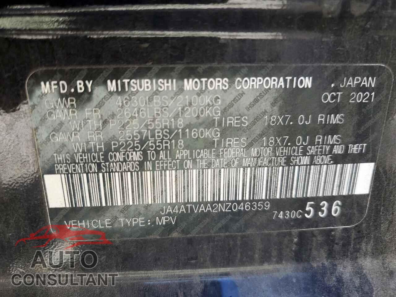 MITSUBISHI ECLIPSE 2022 - JA4ATVAA2NZ046359