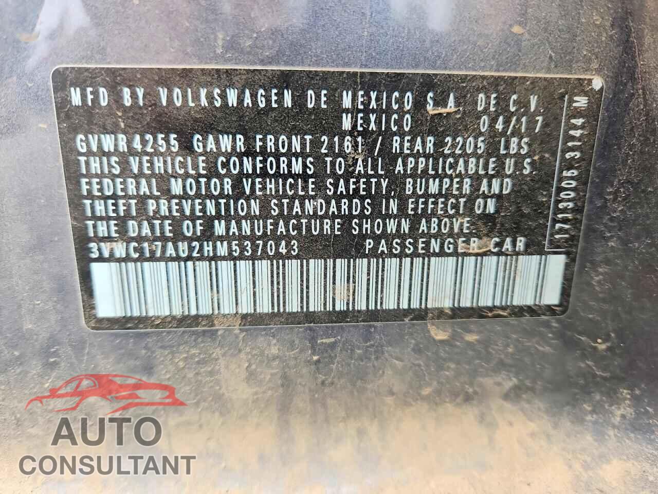 VOLKSWAGEN GOLF 2017 - 3VWC17AU2HM537043