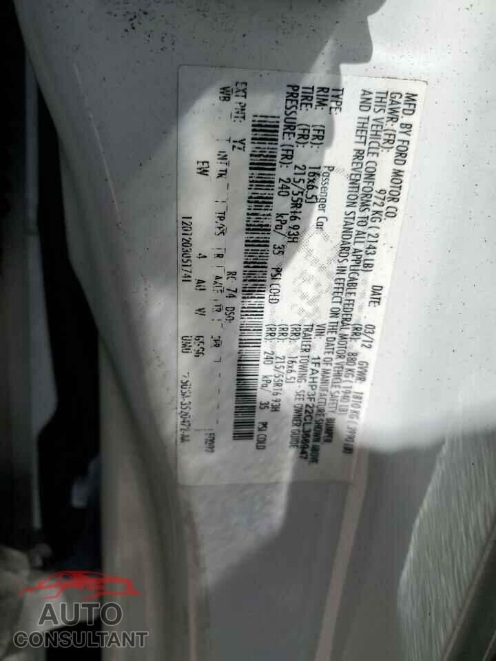 FORD FOCUS 2012 - 1FAHP3F22CL366947