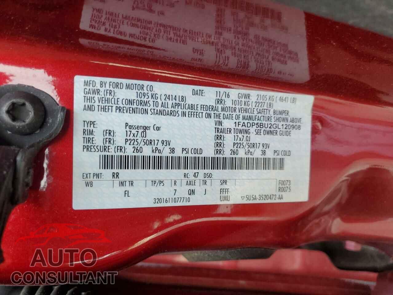 FORD CMAX 2016 - 1FADP5BU2GL120908