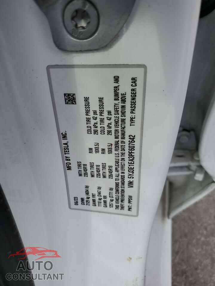 TESLA MODEL 3 2023 - 5YJ3E1EA3PF607642