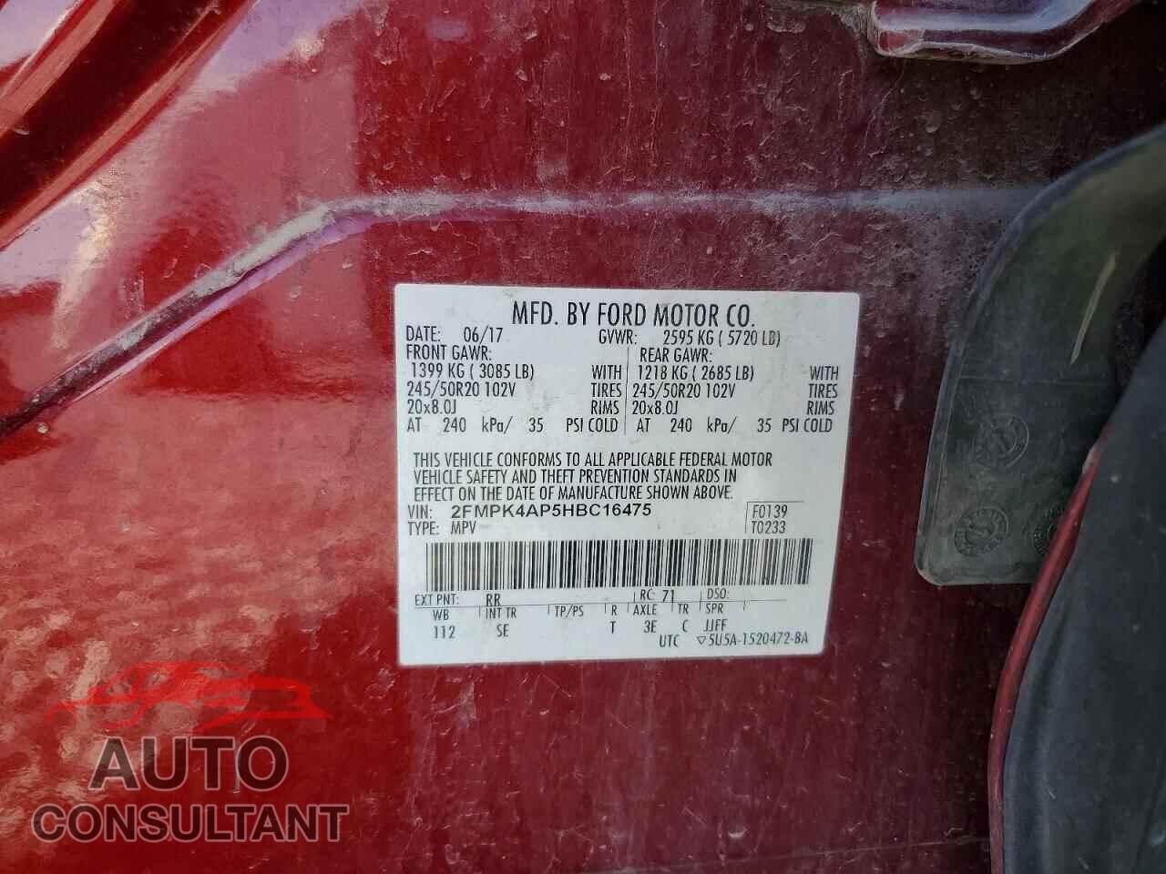 FORD EDGE 2017 - 2FMPK4AP5HBC16475