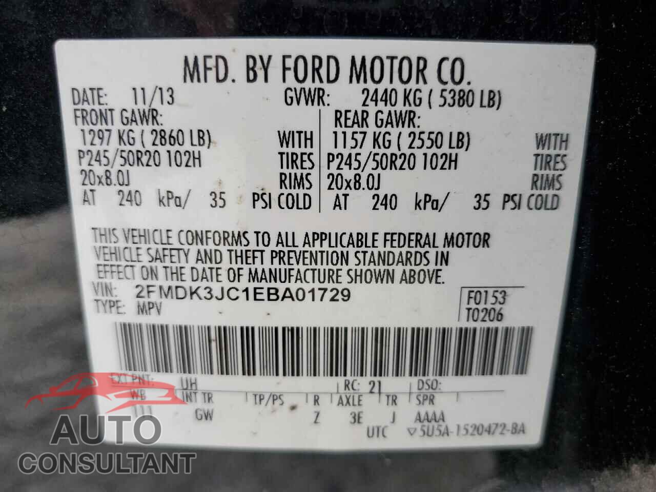 FORD EDGE 2014 - 2FMDK3JC1EBA01729