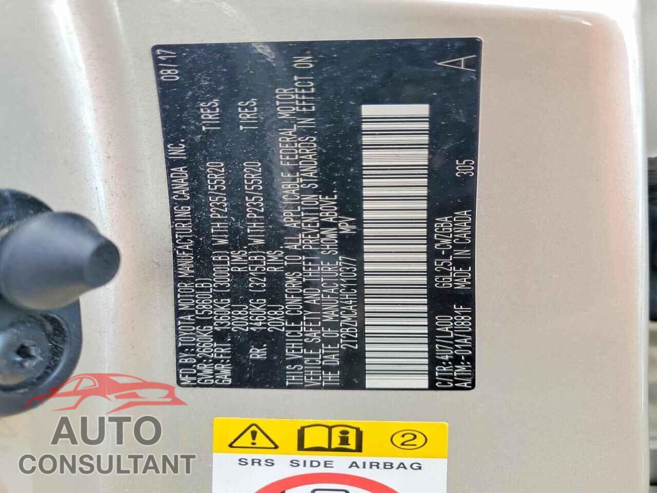 LEXUS RX350 2017 - 2T2BZMCA4HC110377