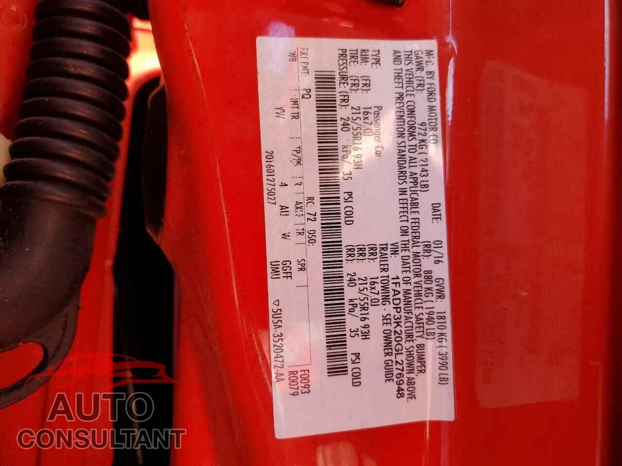 FORD FOCUS 2016 - 1FADP3K20GL276948