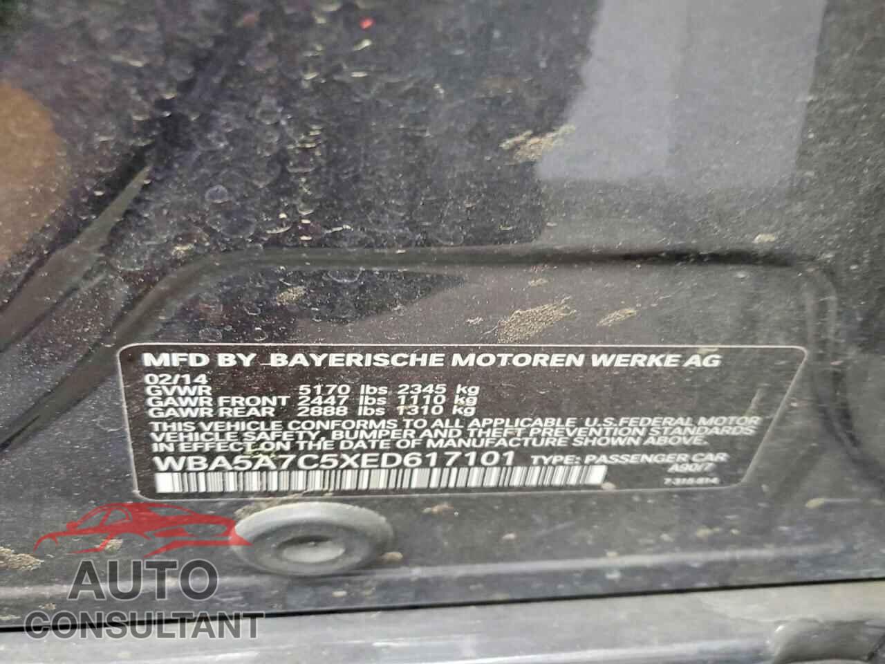 BMW 5 SERIES 2014 - WBA5A7C5XED617101