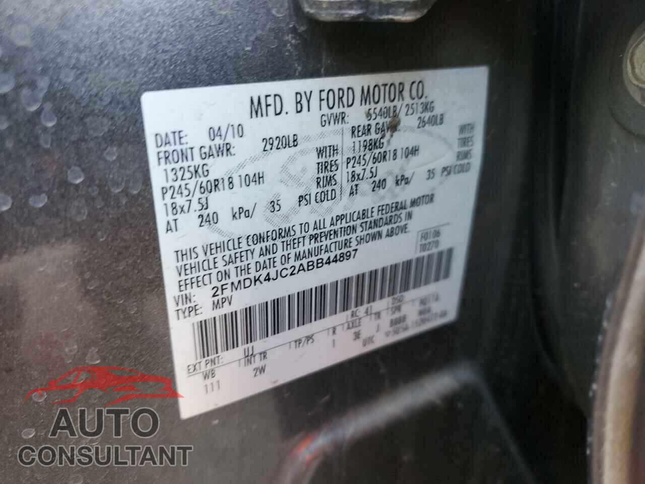 FORD EDGE 2010 - 2FMDK4JC2ABB44897