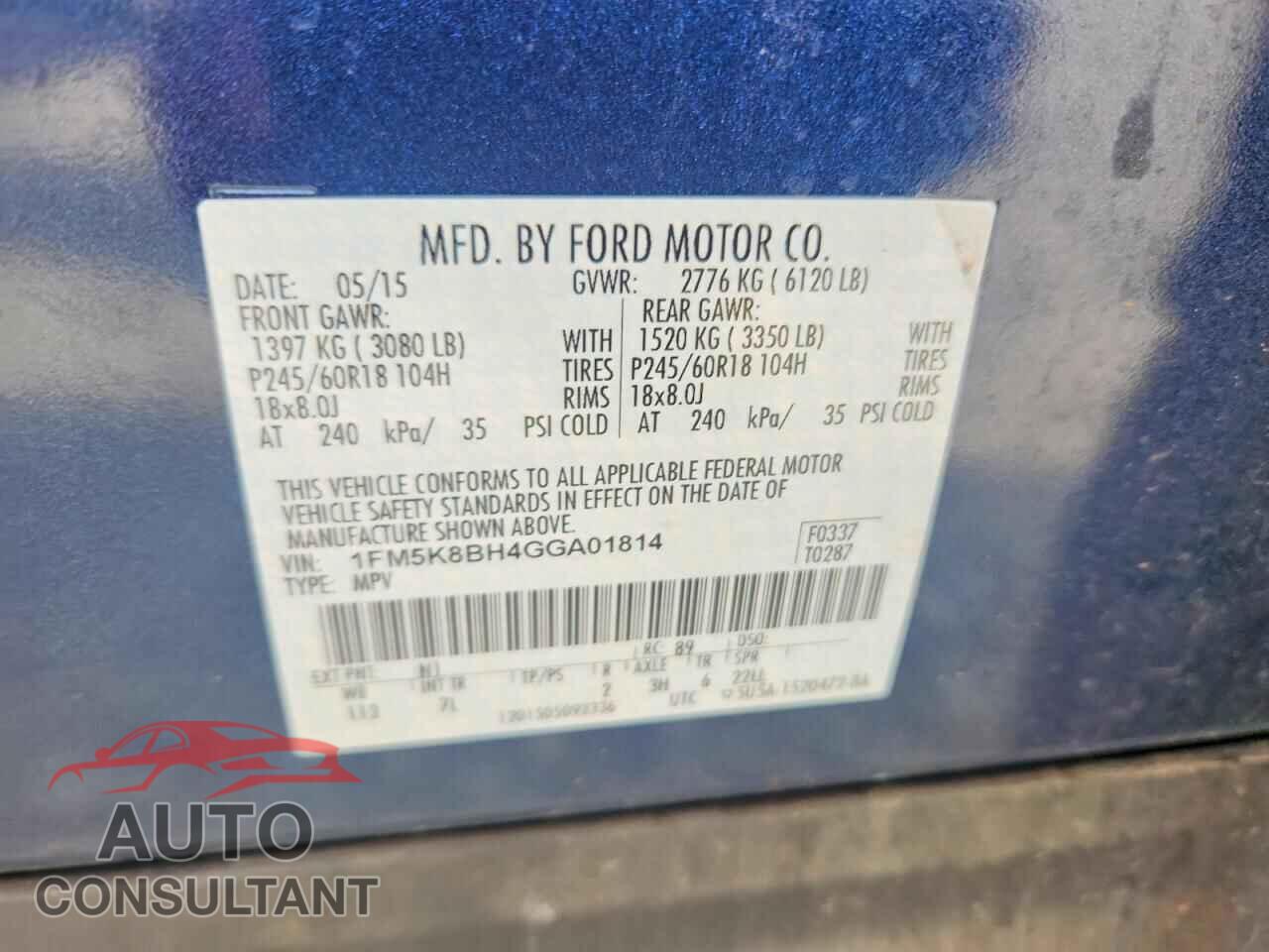 FORD EXPLORER 2016 - 1FM5K8BH4GGA01814