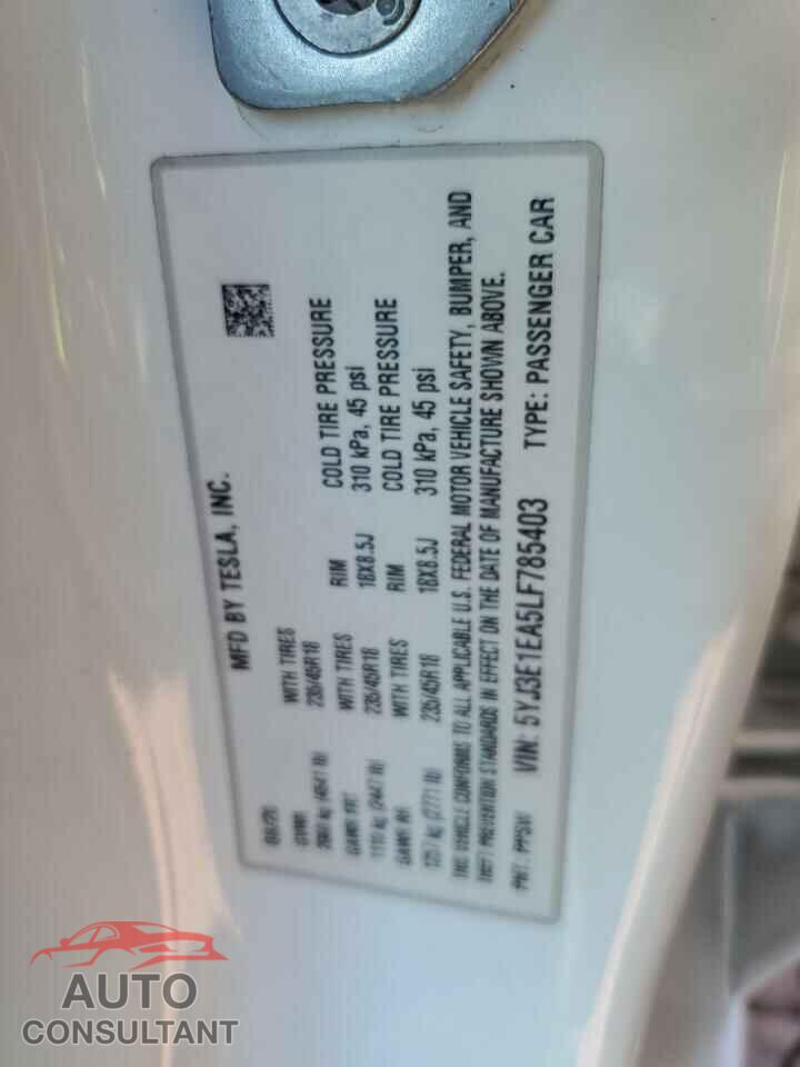 TESLA MODEL 3 2020 - 5YJ3E1EA5LF785403