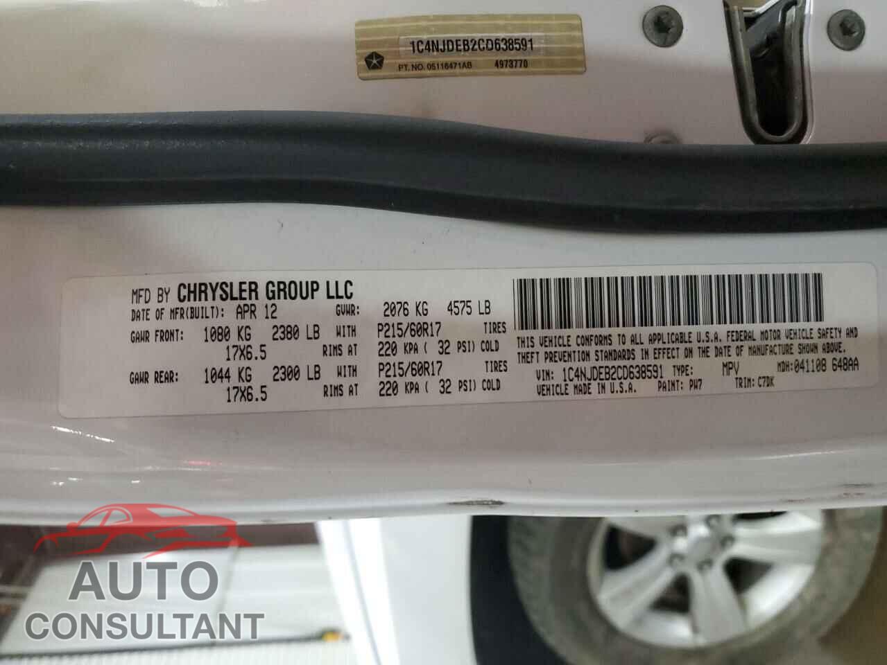 JEEP COMPASS 2012 - 1C4NJDEB2CD638591