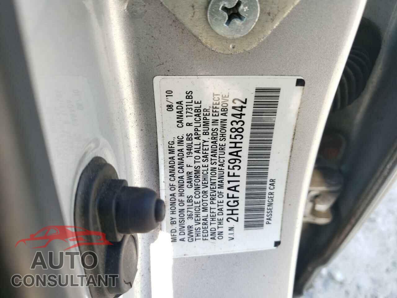 HONDA CIVIC 2010 - 2HGFA1F59AH583442