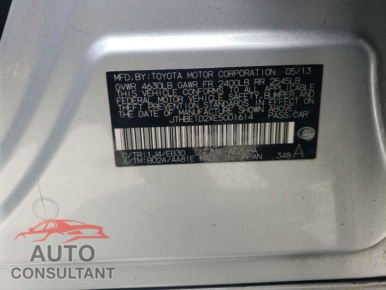 LEXUS IS 2014 - JTHBE1D2XE5001614