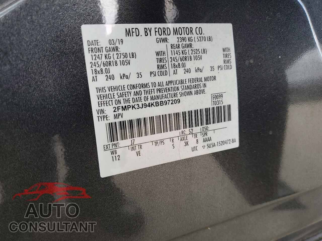 FORD EDGE 2019 - 2FMPK3J94KBB97209