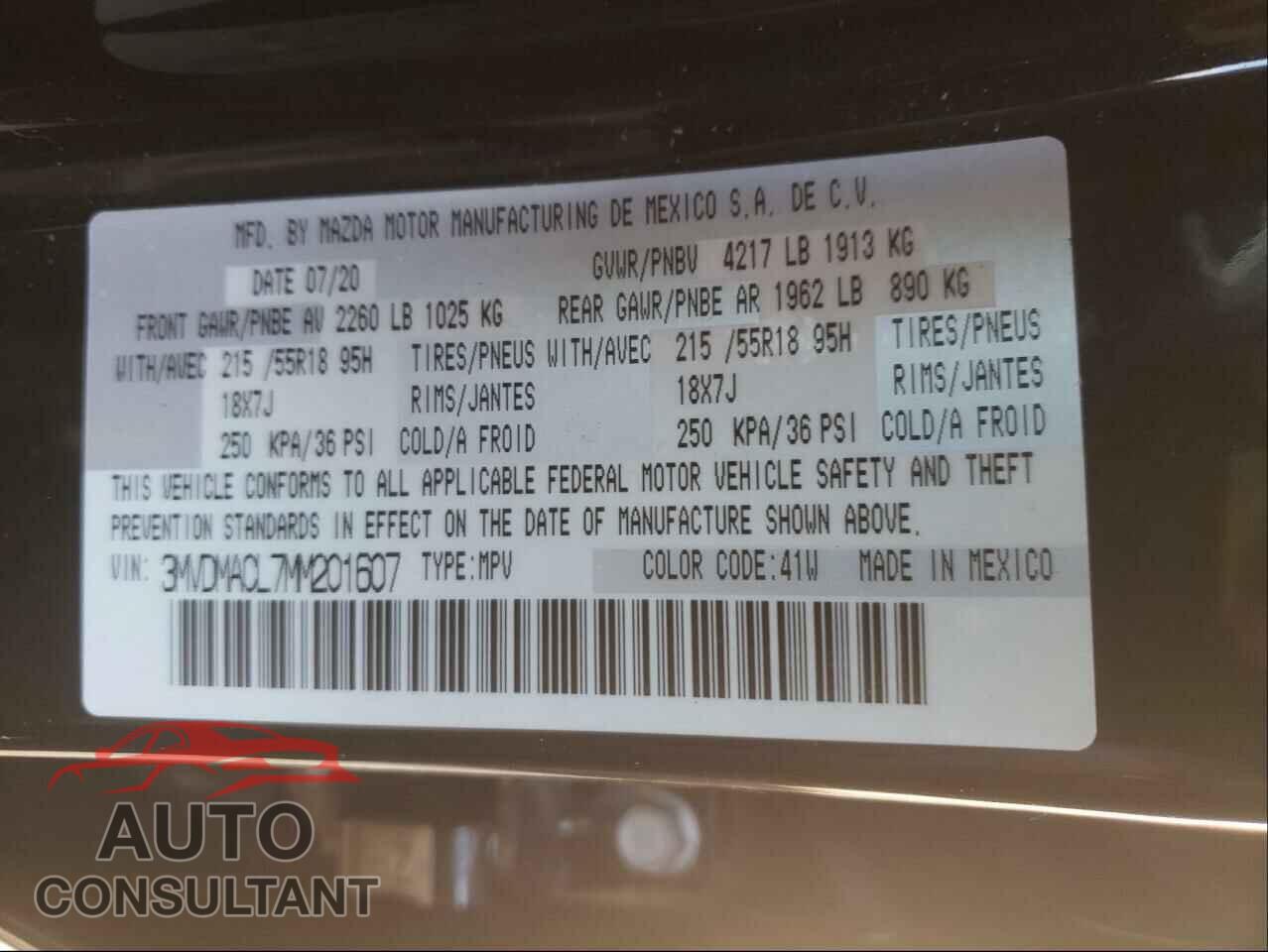 MAZDA CX30 2021 - 3MVDMACL7MM201607