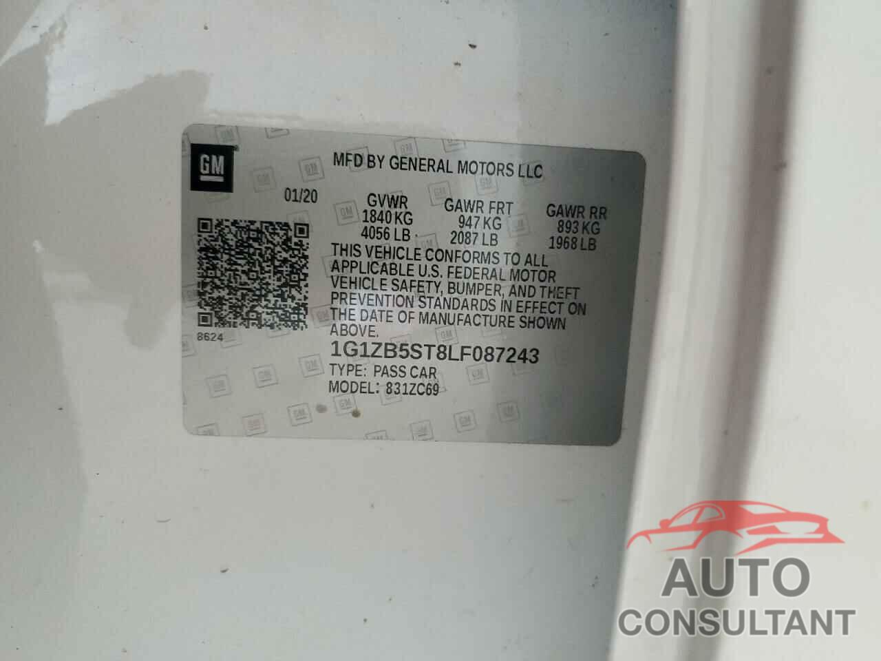 CHEVROLET MALIBU 2020 - 1G1ZB5ST8LF087243
