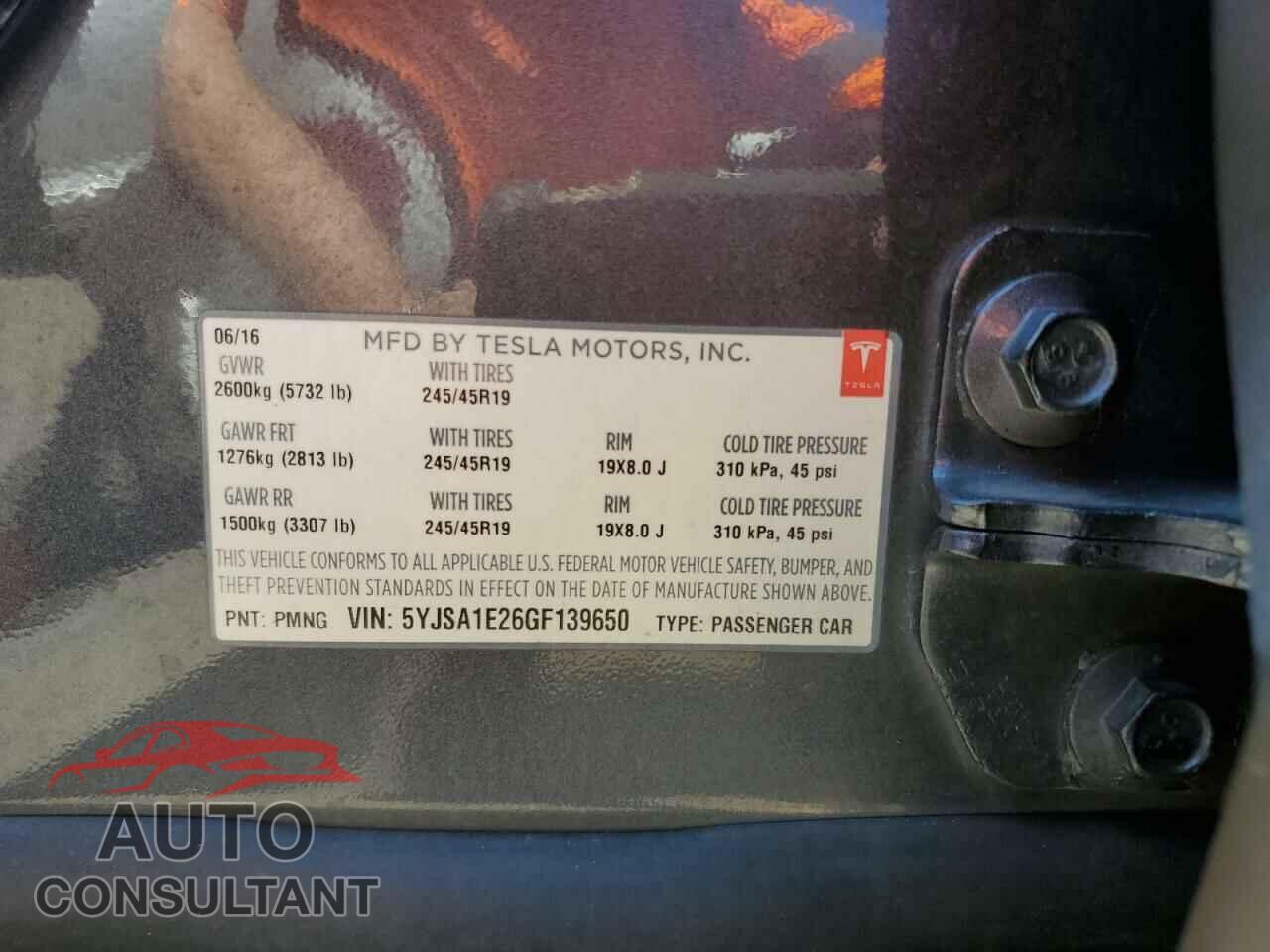 TESLA MODEL S 2016 - 5YJSA1E26GF139650