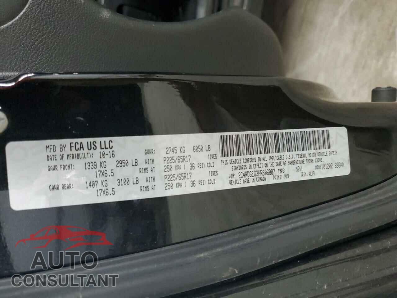 DODGE CARAVAN 2017 - 2C4RDGEG3HR606887