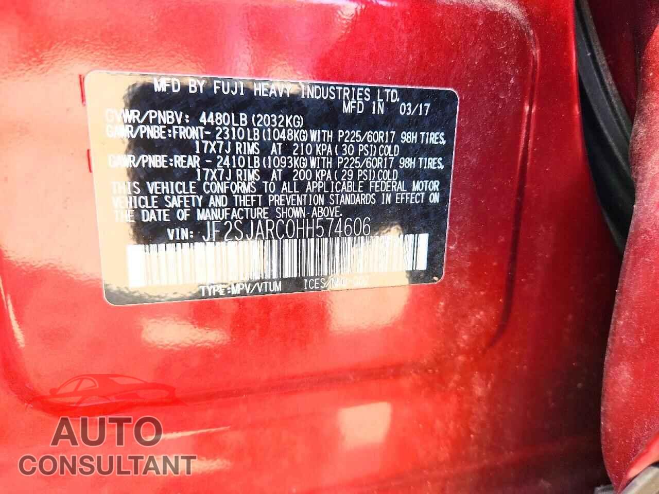 SUBARU FORESTER 2017 - JF2SJARC0HH574606
