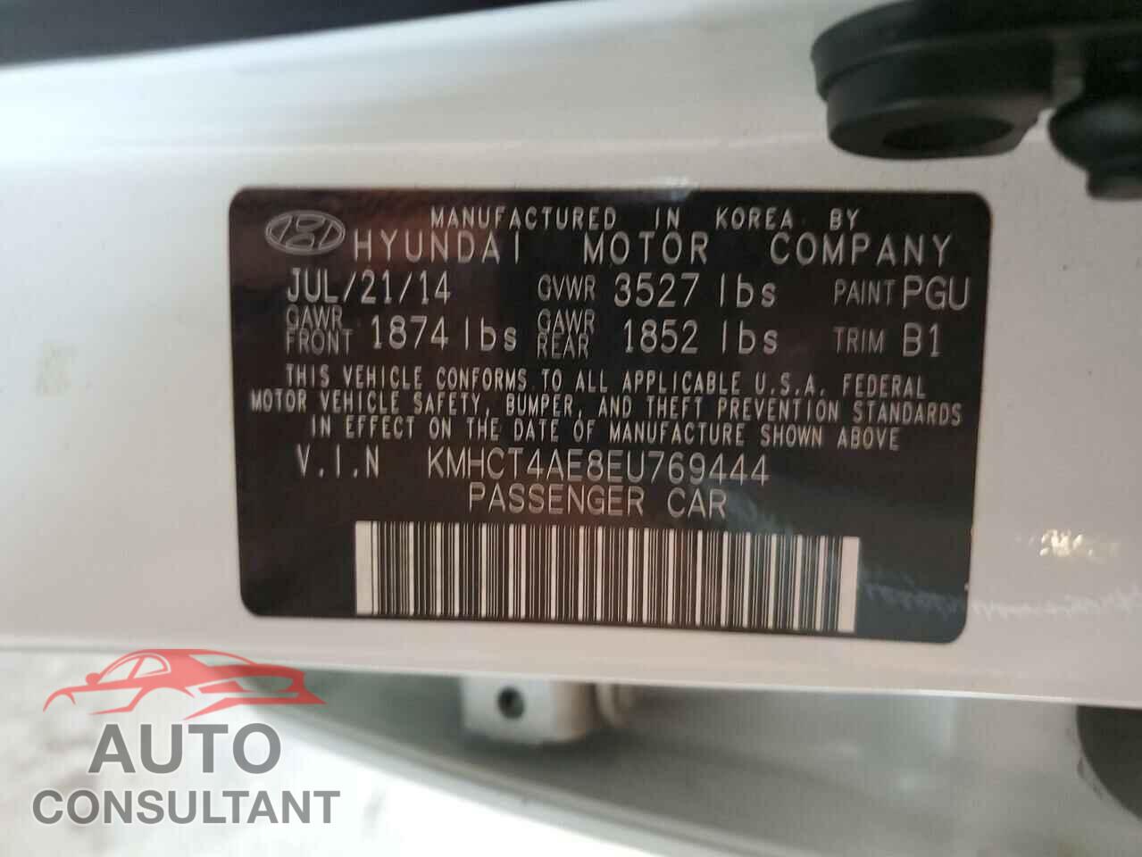 HYUNDAI ACCENT 2014 - KMHCT4AE8EU769444