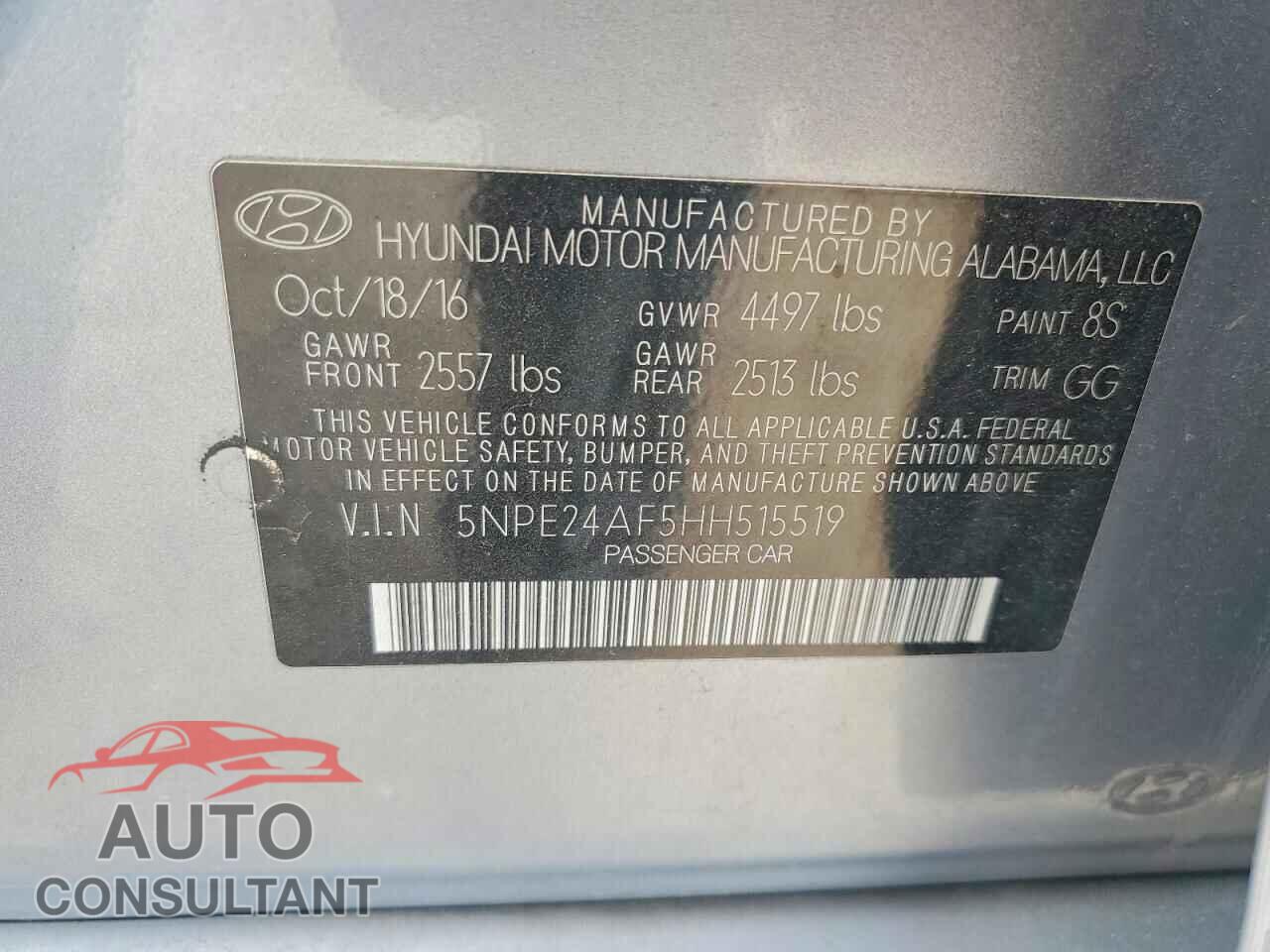 HYUNDAI SONATA 2017 - 5NPE24AF5HH515519