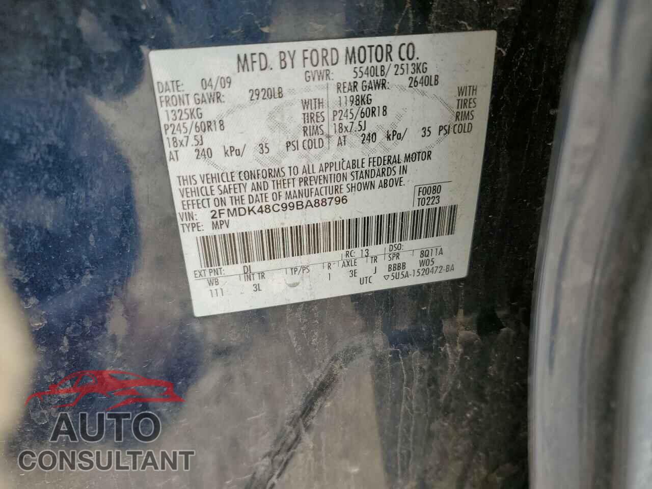 FORD EDGE 2009 - 2FMDK48C99BA88796