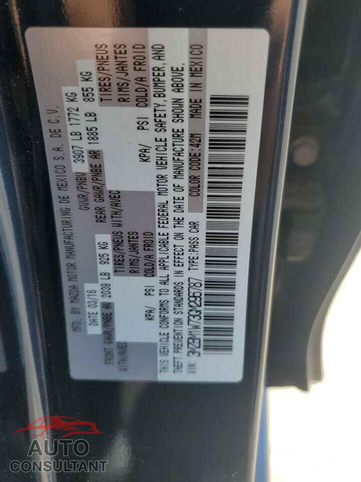 MAZDA 3 2016 - 3MZBM1W73GM296787