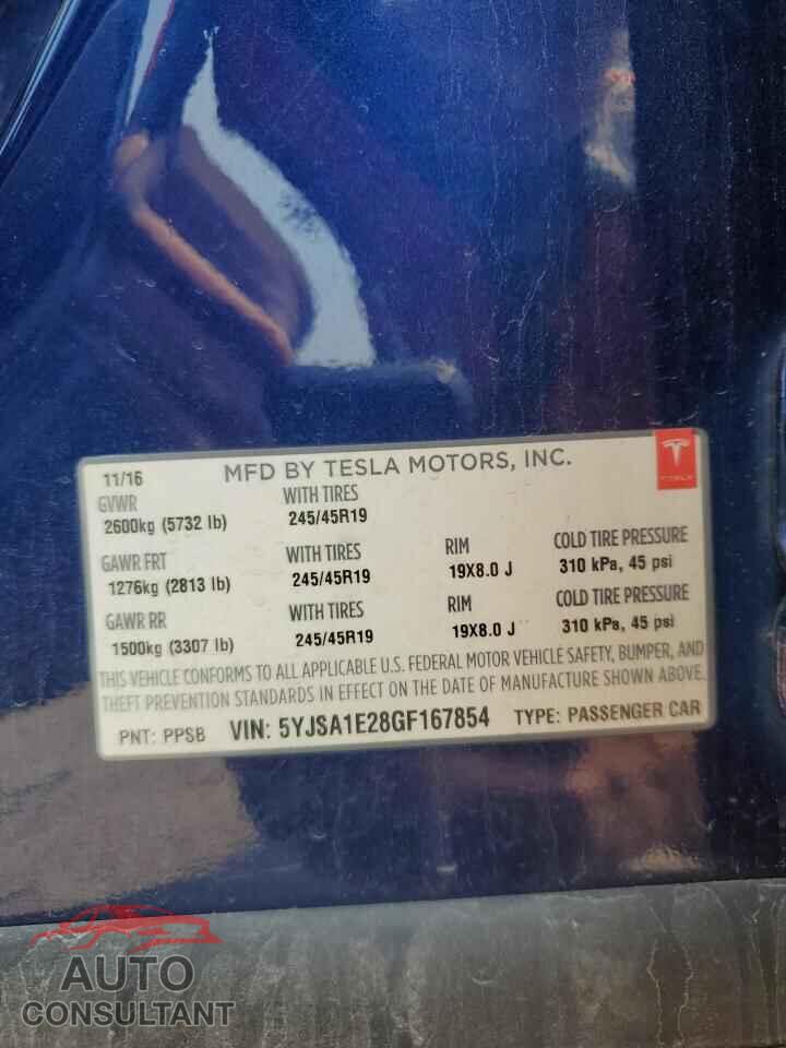 TESLA MODEL S 2016 - 5YJSA1E28GF167854