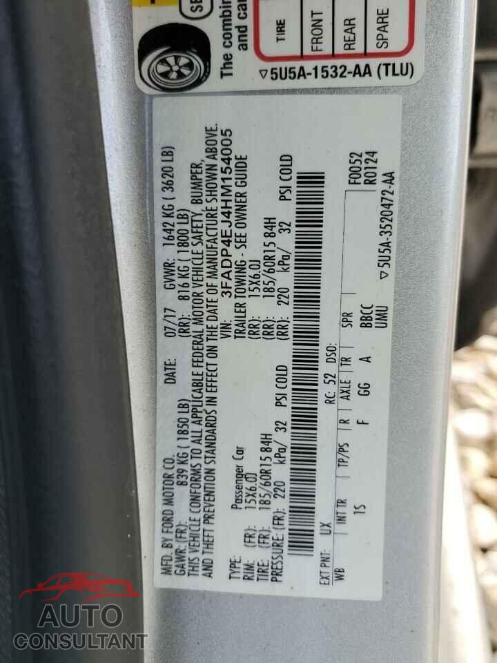 FORD FIESTA 2017 - 3FADP4EJ4HM154005