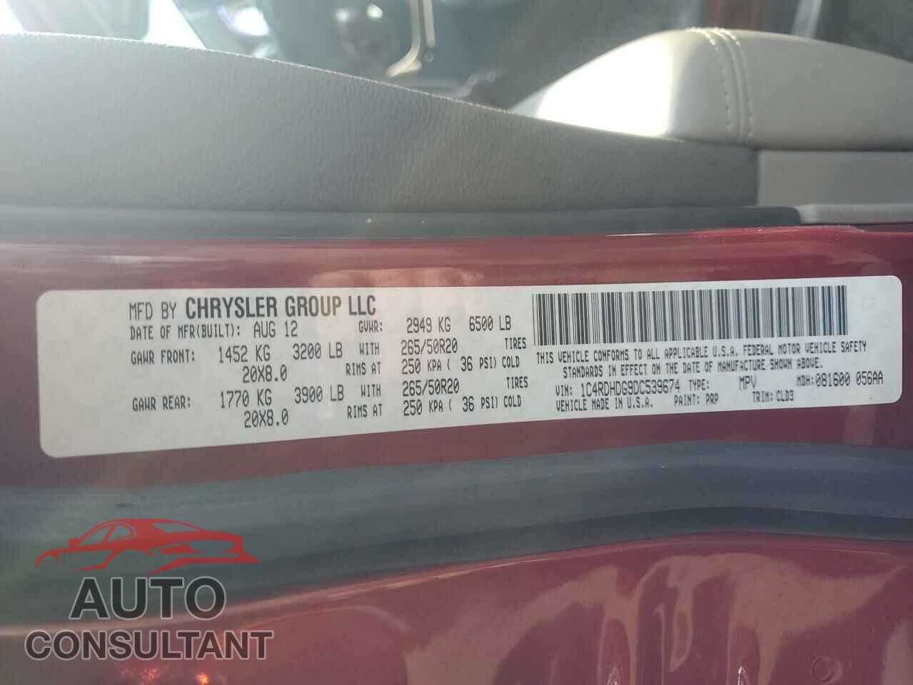 DODGE DURANGO 2013 - 1C4RDHDG9DC539674