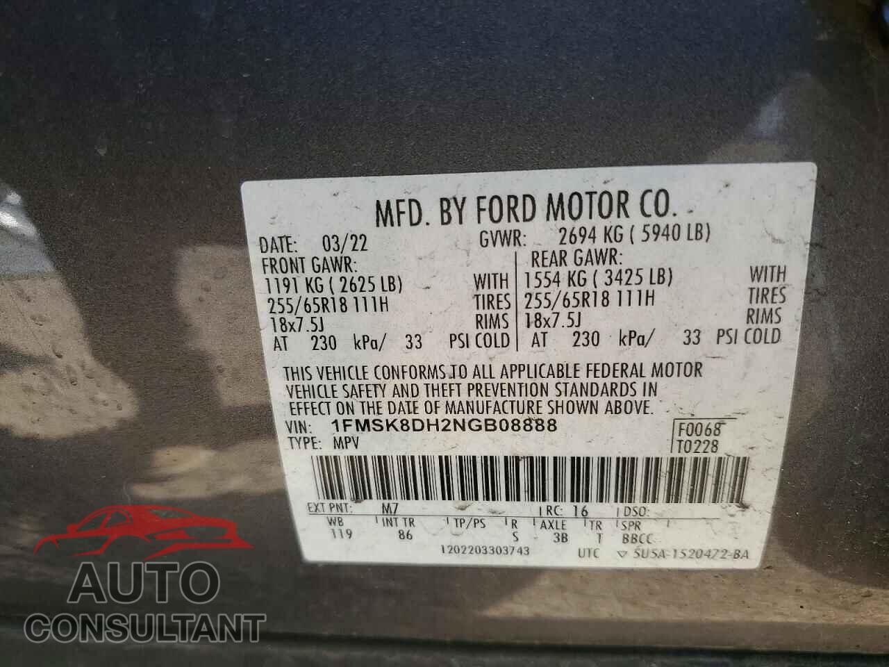 FORD EXPLORER 2022 - 1FMSK8DH2NGB08888