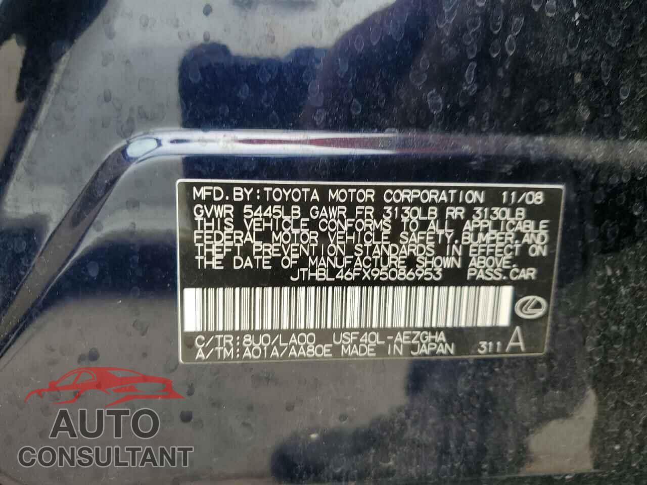 LEXUS LS460 2009 - JTHBL46FX95086953