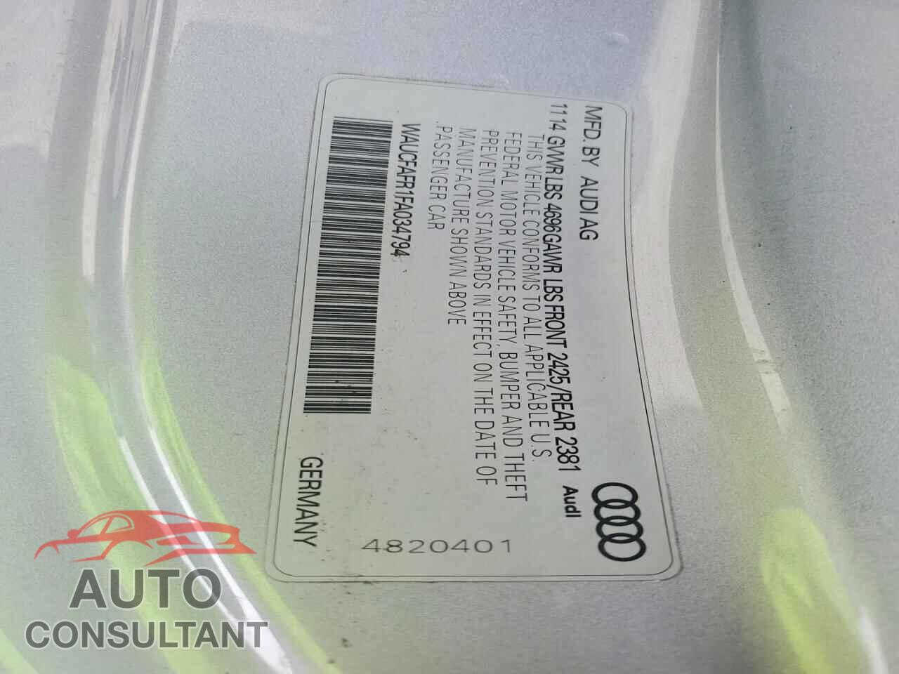 AUDI A5 2015 - WAUCFAFR1FA034794