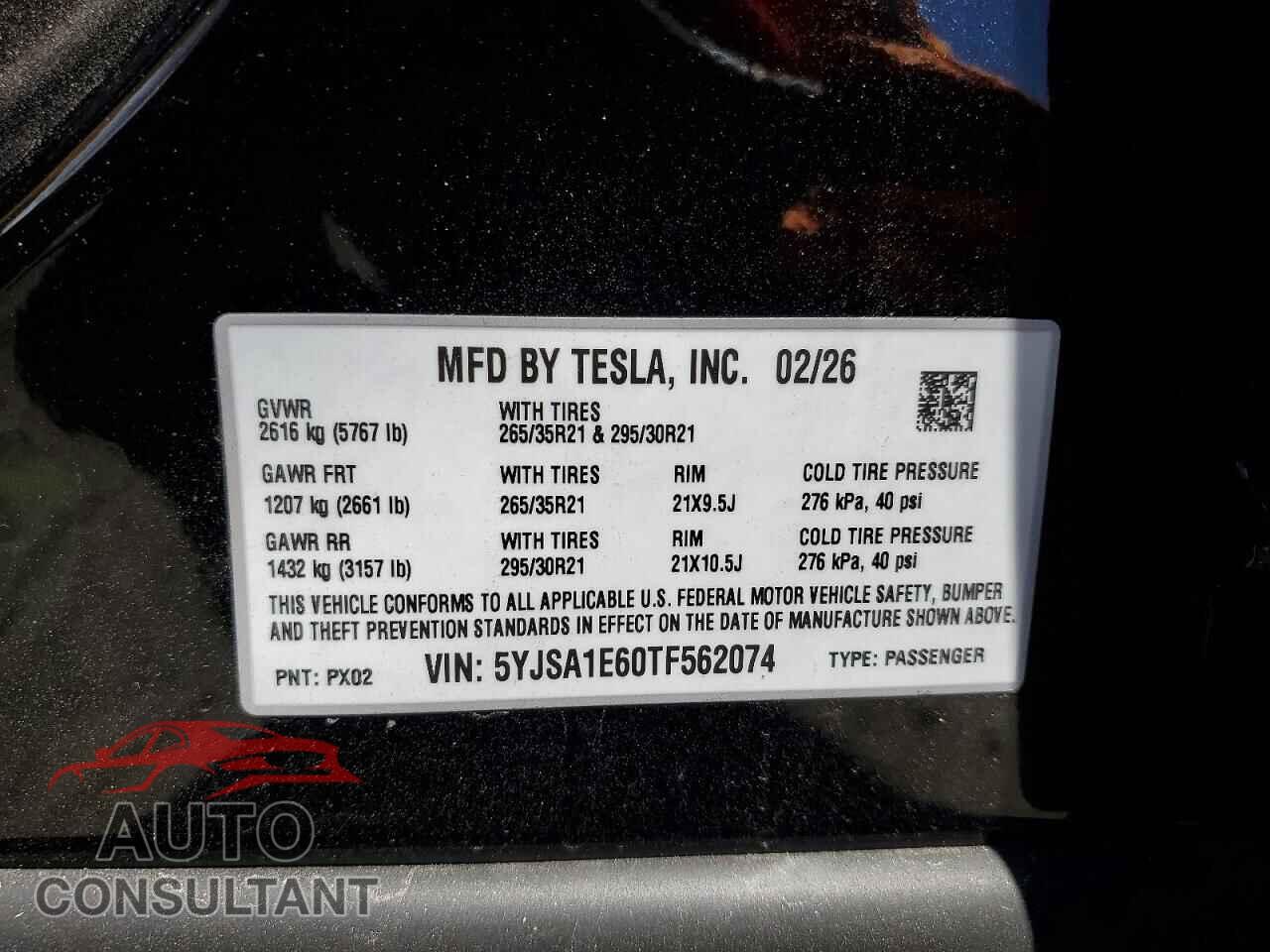 TESLA MODEL S 2026 - 5YJSA1E60TF562074