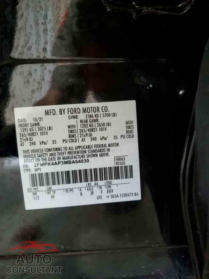 FORD EDGE 2021 - 2FMPK4AP3MBA64030