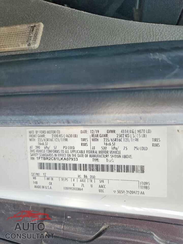 FORD TRANSIT 2020 - 1FTBR2C81LKA07933