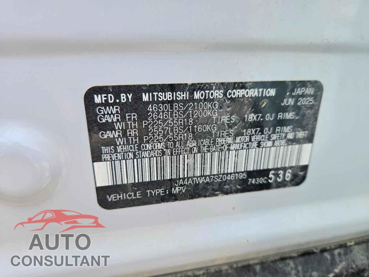 MITSUBISHI ECLIPSE 2025 - JA4ATWAA7SZ046195