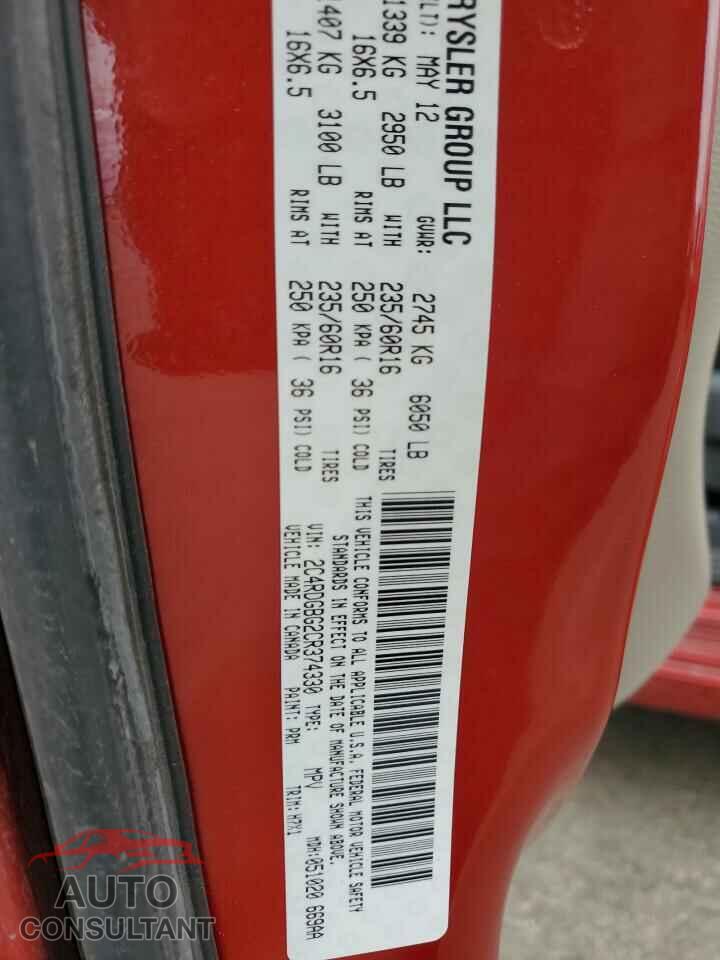DODGE CARAVAN 2012 - 2C4RDGBG2CR374330