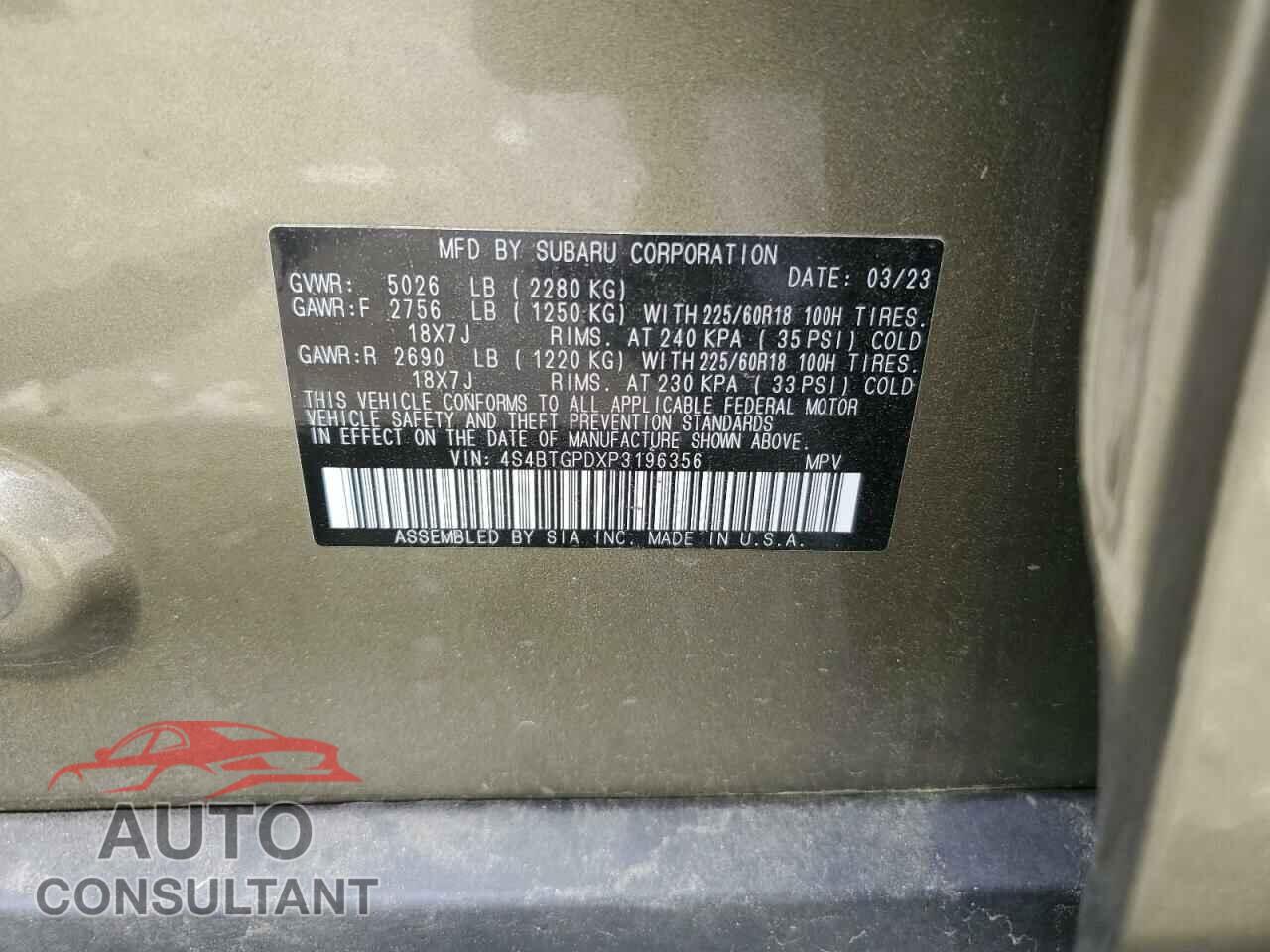 SUBARU OUTBACK 2023 - 4S4BTGPDXP3196356