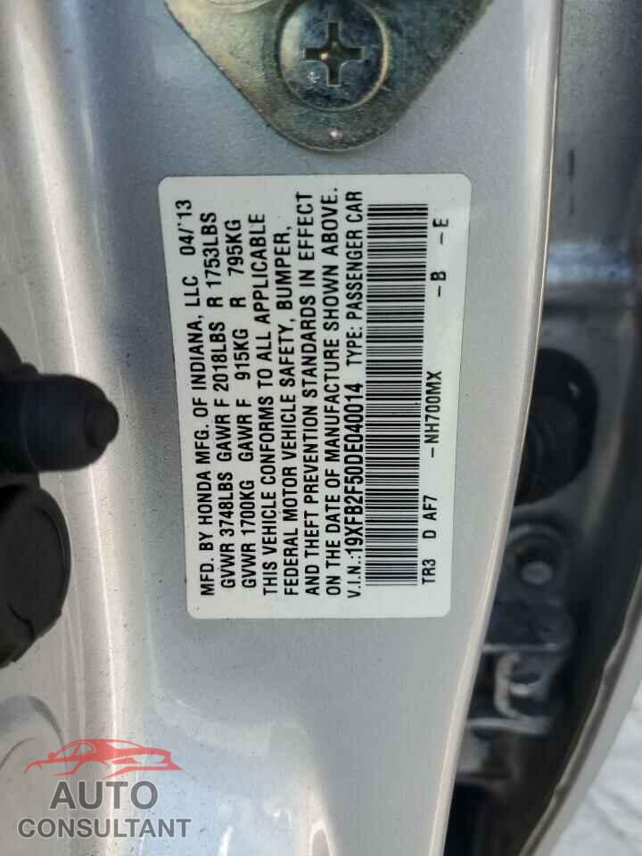HONDA CIVIC 2013 - 19XFB2F50DE040014