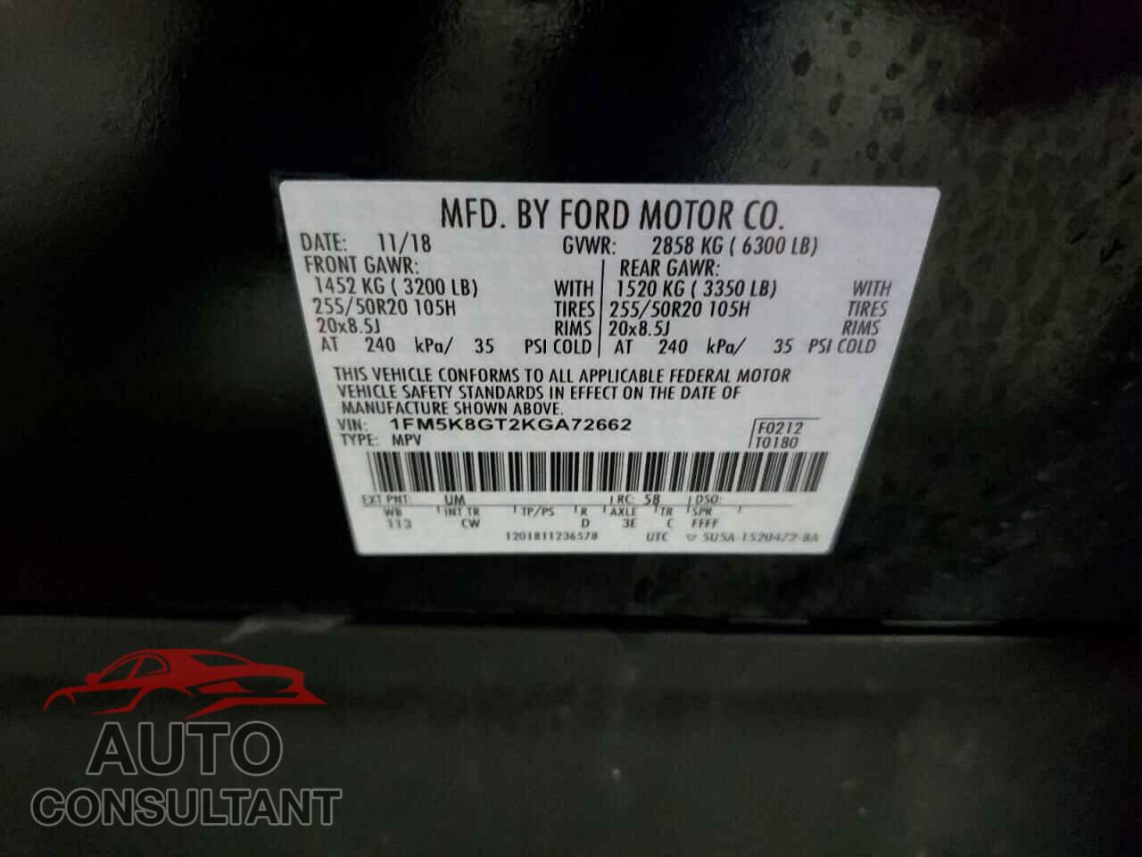 FORD EXPLORER 2019 - 1FM5K8GT2KGA72662